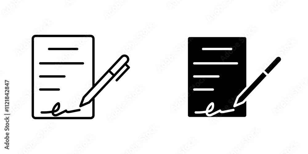 Poster signed contract icons for app and websites.