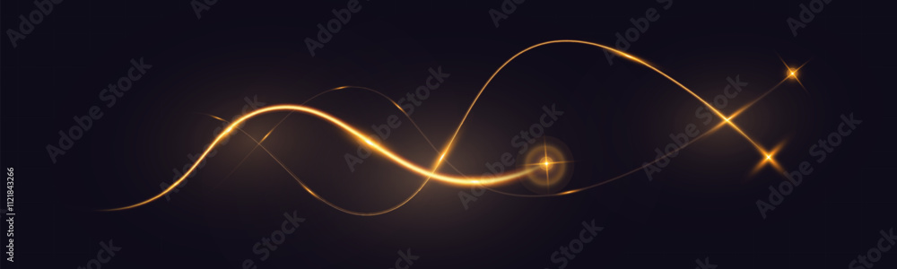Aufkleber abstract glowing golden wave with light trails, sparkles, and smooth curves on dark background. idea