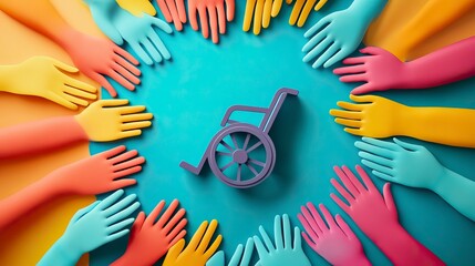 Inclusive Accessibility Symbol with Supportive Hands Vector, Accessible World for All 
