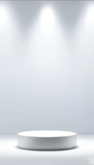 Fototapeta premium Empty white podium for product presentation. Created with generative AI technology