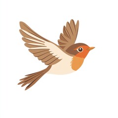 Obraz premium A brown and orange bird in flight, isolated on white background.