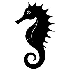  Black seahorse icon silhouette vector with a white background