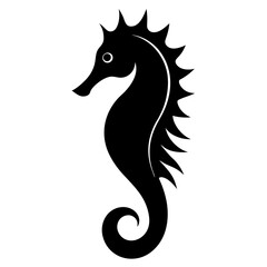  Black seahorse icon silhouette vector with a white background