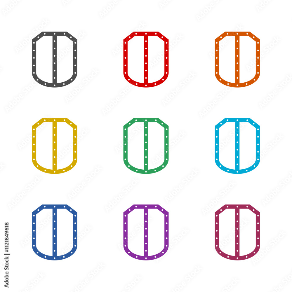 Poster shield icon symbolizing protection icon isolated on white background. set icons colorful