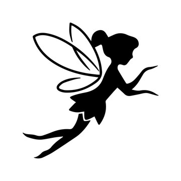 recommend clip art: vector silhouette of a fairy with wings