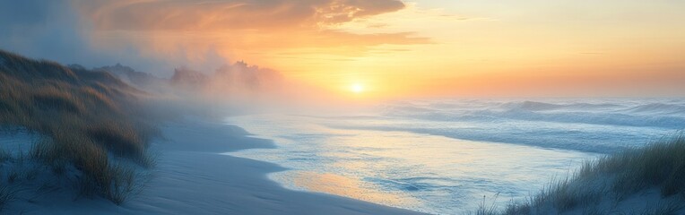 Fototapeta premium Fresh river water mixes with salty sea tides at the delta, creating a unique natural spectacle during twilight