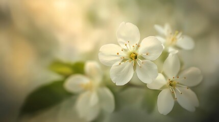 Obraz premium Delicate White Blossoms Softly Bloom In Springtime
