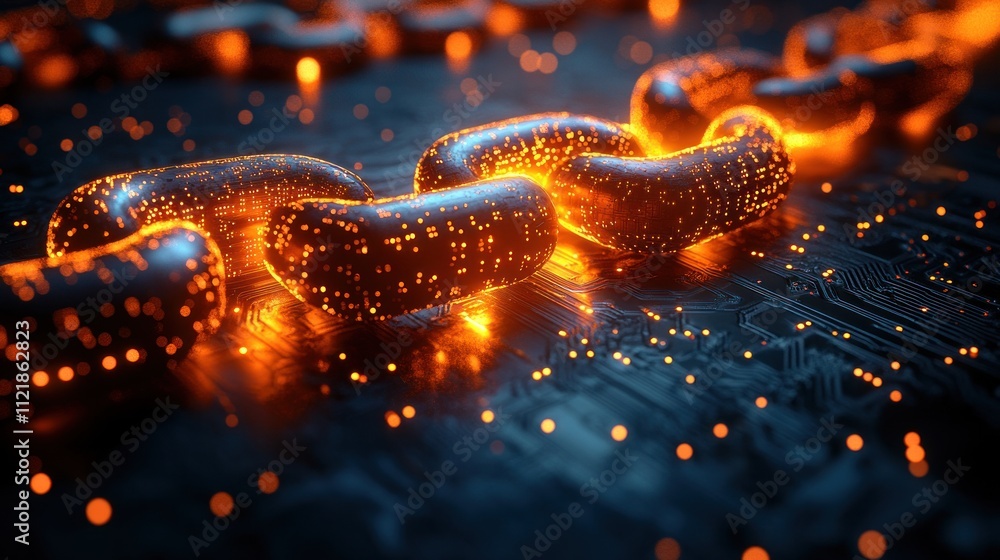 Aufkleber glowing chain links representing blockchain technology