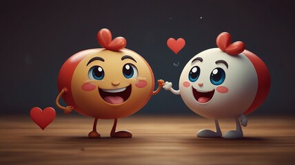 Obraz premium Cute 'In Love' Emoticon/Emoji Character Illustration