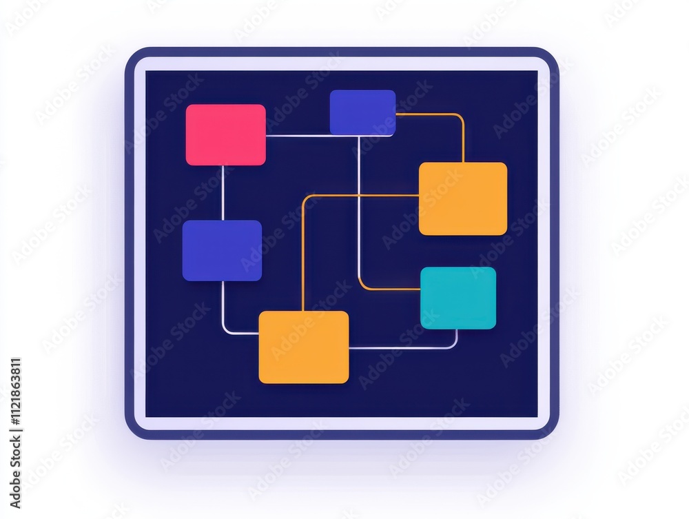 Poster diagramming process flow digital workspace infographic design modern environment top-down view visua
