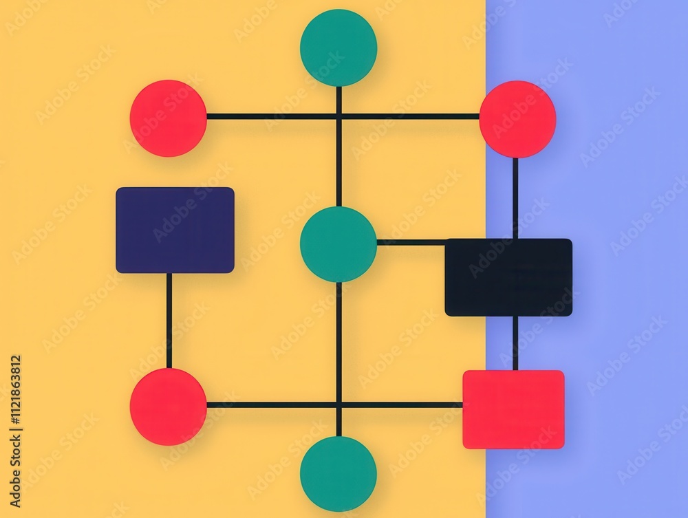 Poster dynamic flowchart design digital workspace graphic illustration modern environment top view visual c