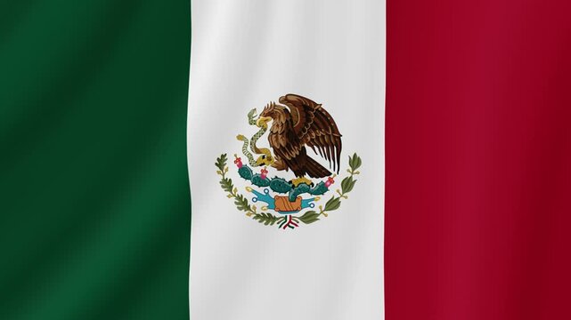 Mexico Waving Flag. Realistic Flag Animation. Seamless Loop Background.