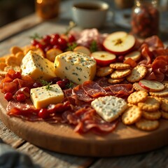  Gourmet Charcuterie Board with Assorted Cheeses, Meats, and Nuts