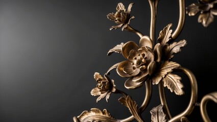 Ornate Bronze Floral Design on Dark Background.