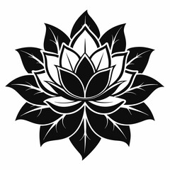 Monochrome Bloom vector silhouette black design white background