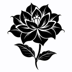Monochrome Bloom vector silhouette black design white background