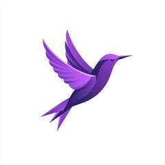 Fototapeta premium Purple hummingbird in flight, isolated on white background.