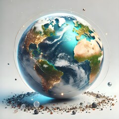 Fototapeta premium Detailed Globe Isolated on a Clean White Background, Perfect for Geography, Education, and Decorative Use