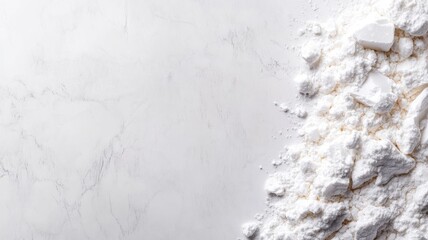 Obraz premium Fine white powder and chunks on marble surface