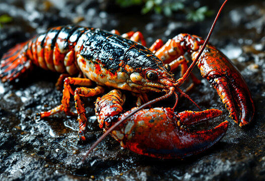 Raw langust or Tiny Lobster ready for cooking