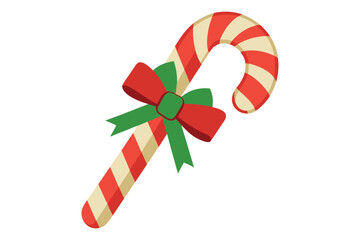 christmas cane with ribbon