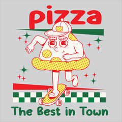 Cartoon  pizza for t shirt design.