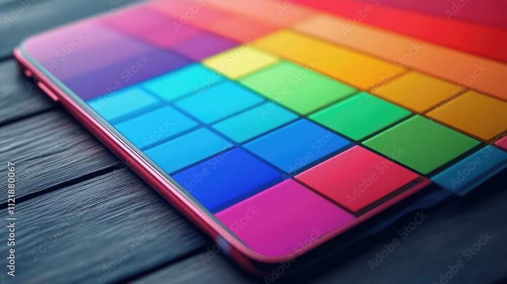 Aufkleber A sleek and colorful mobile app interface for managing multiple social campaigns