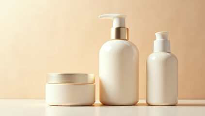 vanilla tones paired light beige grainy backgrounds create soft elegant atmosphere beauty products