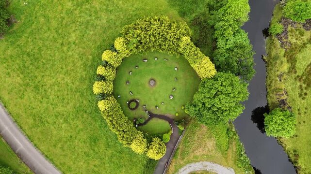 Bird's-eye view of Kenmare Stone Circle on the Ring of Kerry, Ireland