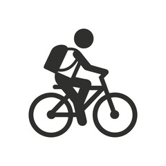 Obraz premium Minimalist black and white bicycle icon with a stick figure rider.