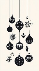 Silhouette of Handmade Ornaments for Christmas Decor, DIY Christmas Ornaments Christmas day, New Year's Eve, Happy New Year 
