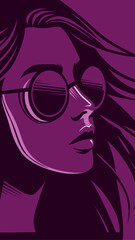 Abstract Vector girl  art featuring a stylized face with flowing hair, perfect for modern and creative design projects.
