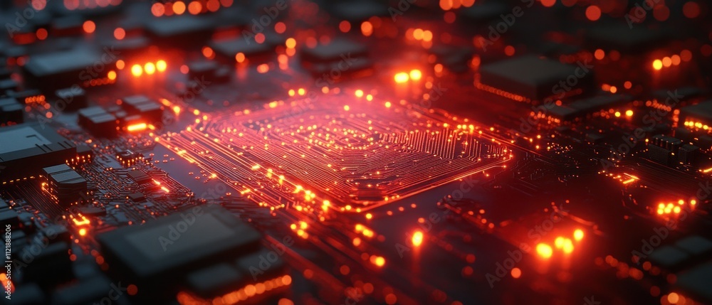 Poster abstract representation of a glowing circuit board