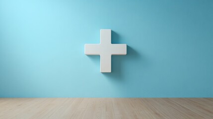 Obraz premium Modern Minimalist Cross Against Blue Wall