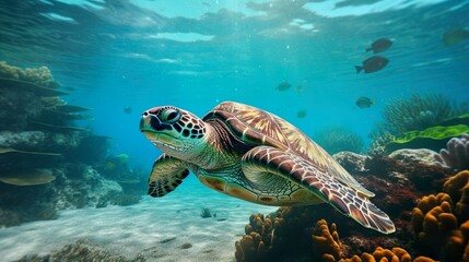 Obraz premium A photo of a tranquil sea turtle