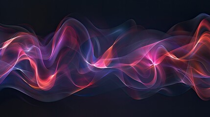 Obraz premium Flowing light waves on a dark background