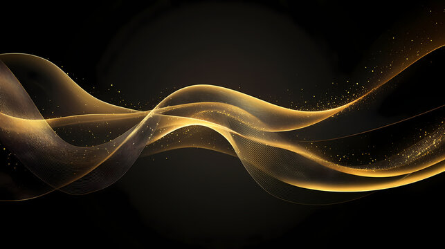 Elegant aurous undulations on a dark canvas evoke a sense of sophistication and refinement, perfect for high-end designs and luxury branding. Auric. Illustration