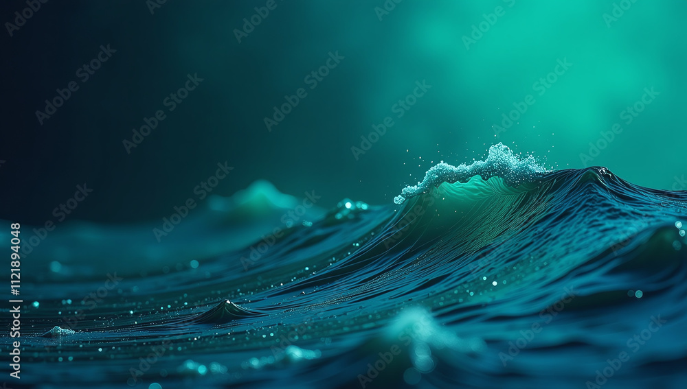 Poster dark blue green gradient grainy texture adds depth design element vibrant dark colors waves