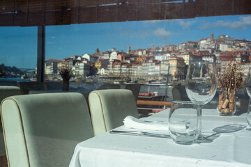 Table Set with Porto City View in Portugal