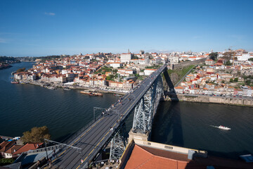 Fototapeta premium Panoramic View of Porto with River, Bridge, and Old Town