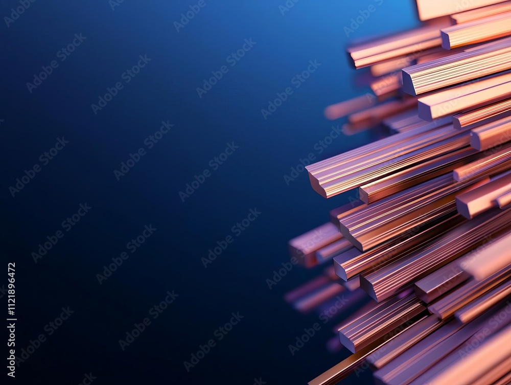 Aufkleber abstract metallic bars creating a modern, dynamic visual in a sleek blue background.