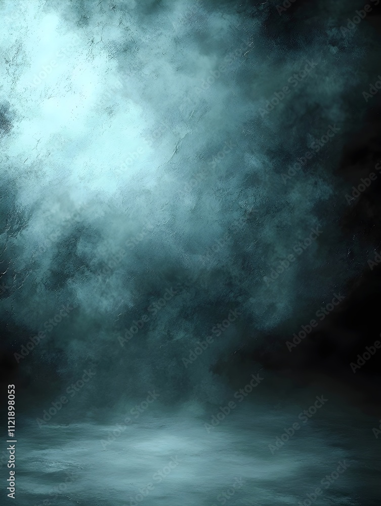 Poster a mesmerizing abstract background featuring soft, ethereal fog with shades of blue and gray, creatin