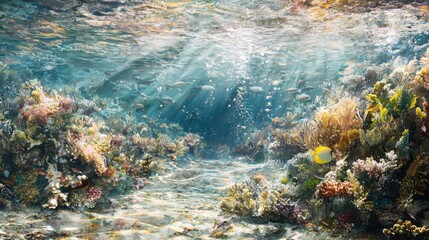 Obraz premium Exploring vibrant marine life in underwater reef ecosystema crystal waters perspective on ecological richness
