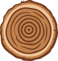Round Wooden Tree Slice with Bark and Growth Rings Ideal for Rustic Décor and Woodworking vector illustration