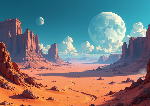 artificial intelligence creates vivid alien desert landscapes digital illustrations unique textures