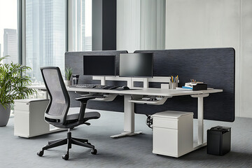 Fototapeta premium Modern Office Workspace with Ergonomic Design