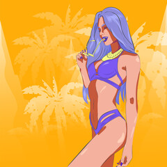 Sunny Smile - a girl in a swimsuite - orange