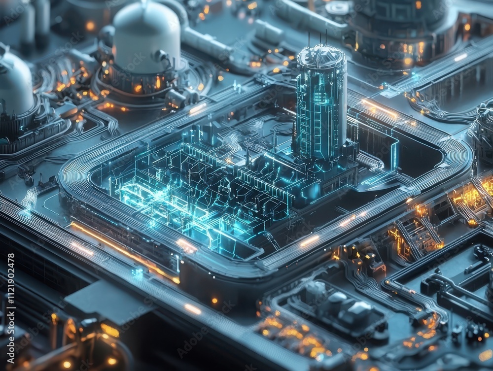 Poster visualizing smart energy grid interconnections for enhanced power system efficiency in technological