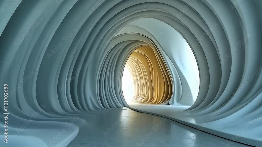 Poster futuristic tunnel with abstract layered design in unique perspective