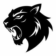  Angry tiger head logo silhouette full black